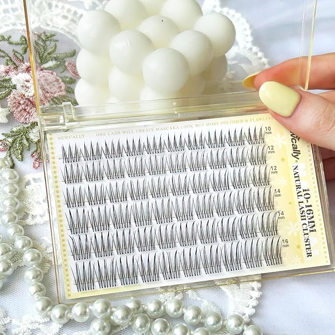 Natural Lash Clusters Invisible Band Eyelash Clusters Like Mascara C-curly 10-16MM Cluster Eyelash Extension Clear Band Lash Extensions Lash Lift Effect by Newcally