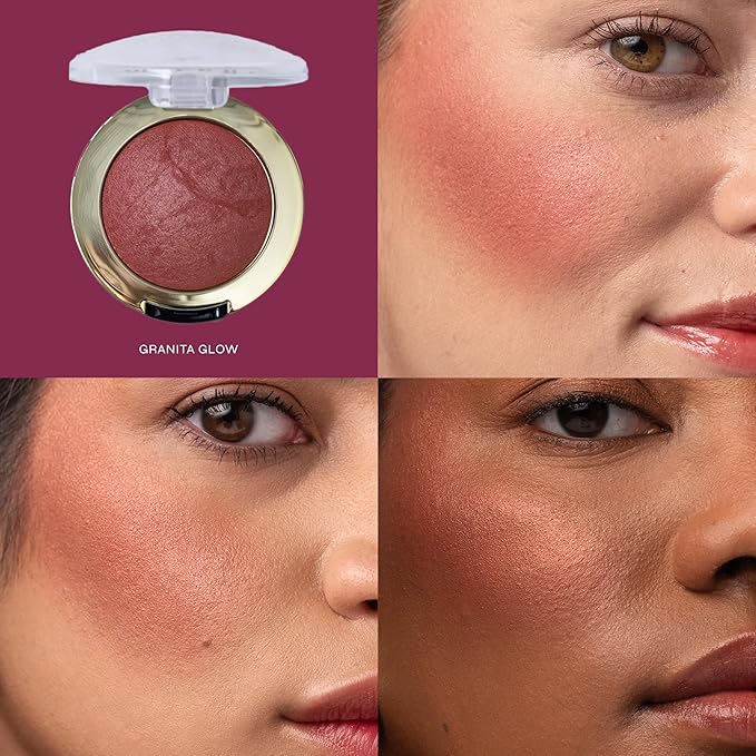 Milani Baked Blush, Updated Powder Blush for Cheeks, Cruelty Free Makeup - Shape, Contour & Highlight Face for a Shimmery or Matte Finish - Granita Glow