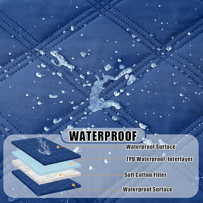 Smiry Waterproof Dog Bed Cover Blanket 40x80, Soft Reversible Pet Blanket, Washable Leakproof Cats Dogs Couch Cover for Sofa, Couch, Furniture, Navy/Navy