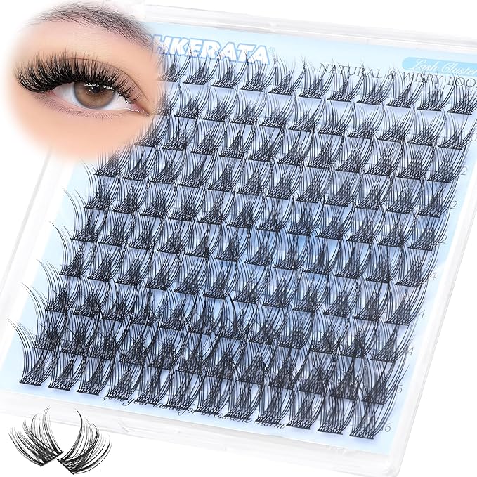 PHKERATA Wispy Eyelash Clusters Natural Lash Clusters 120 pcs Individual Lashes Clusters DIY Cluster Eyelash Extensions with Soft Lash Band, 10-16 mm