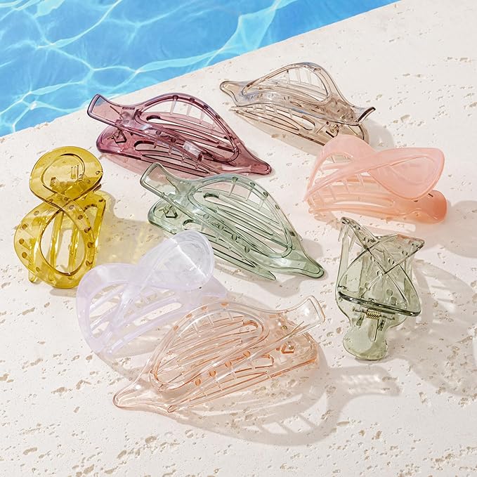 8 Pcs French Flat Hair Clips for Women Jelly Claw Clips for Thick & Thin Hair No-Slip Hair Claw Strong Hold Styling Barrettes Accessories