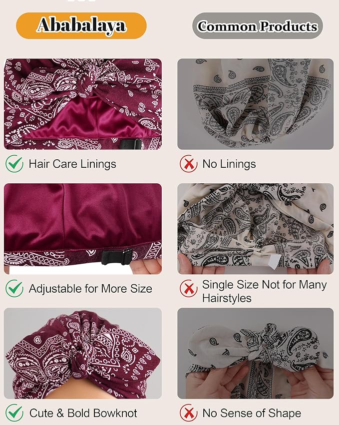 Ababalaya Satin Lined Beanies for Women Chemo Headwear Silky Lined Cotton Sleeping Cap