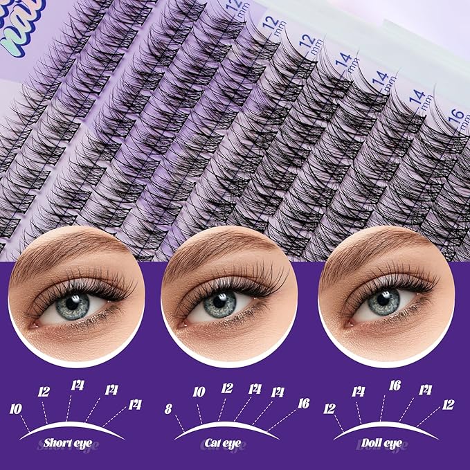 B&Q Natural Lash Clusters 03 - Cluster Eyelash Extensions, Pestañas Postizas Naturales Style Eyelashes Comfort Fit - Day-to-Night Natural Effect - Office & Date Ready For Effortless Beauty(8-16mix)