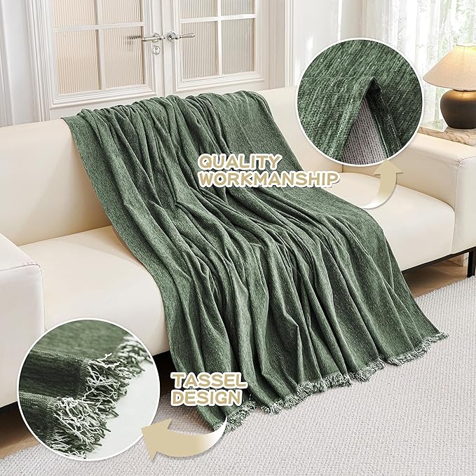 MYSKY HOME Couch Cover for Dogs Washable Couch Covers Couch Covers for Dogs Couch Cover 2 Cushion Sofa Non Slip Dogs Furniture Protector Chenille Sofa Covers for Pets, 71"x102", Moss Green