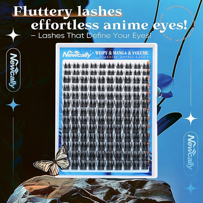 Eyelash Clusters Volume Lash Clusters Manga Spike Individual Lashes D-curly Wispy DIY Lash Extension 10-18MM Cluster Eyelash Extensions by Newcally