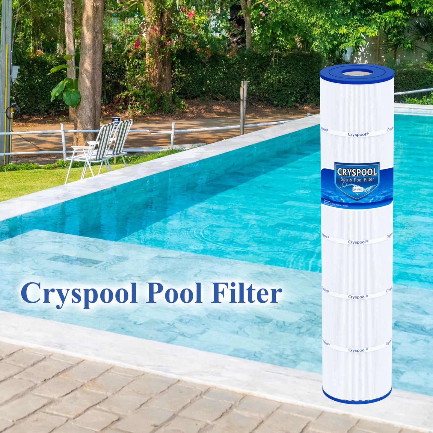 Cryspool® 07112 Filter Compatible with Clean and Clear Plus 520, CCP520, PCC130, R173578, 178585, 817-0143, C-7472, FC-1978, 4×130 Sq. Ft Pool Filter Cartridge, 4 Pack