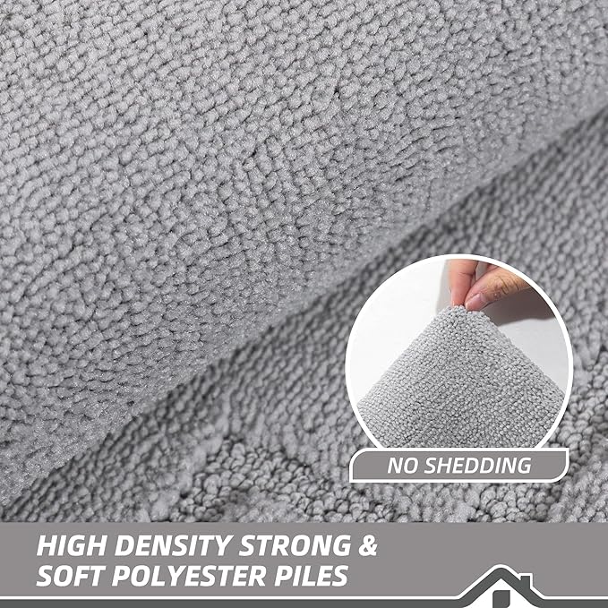 BEQHAUSE Door Mat 24" x 60", Non-Slip Door Mats Indoor Entryway Rugs Washable Low-Profile Absorbent and Stain Resist Floor Mats, Dog Door Mat for Front Back Door, Mud Wet Shoes & Paws, Light Grey