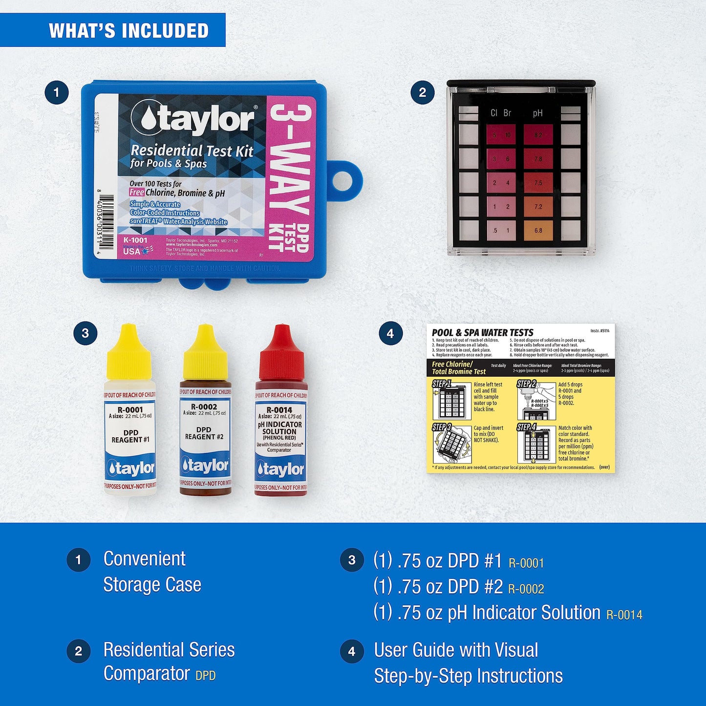 Taylor K1001 Basic Residential DPD Pool or Spa Test Kit