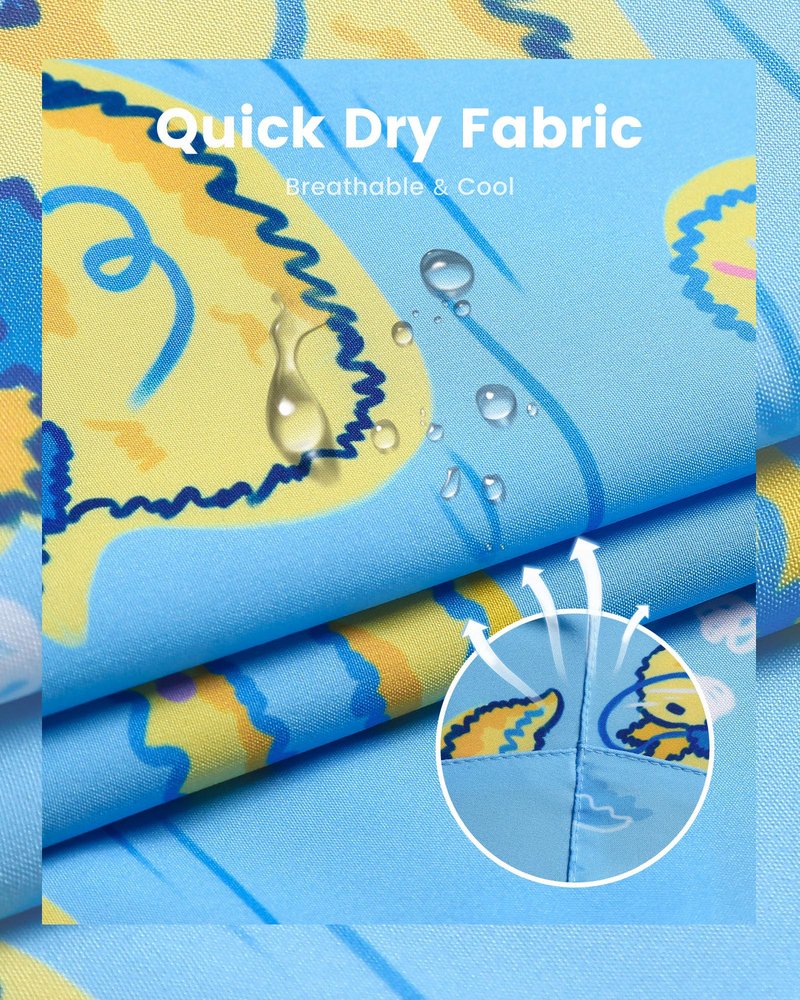 maamgic Mens Swim Trunks with Compression Liner 7 Inch Inseam Mens Bathing Suit Quick Dry Swimming Trunks Swimsuit Swimming Duck Blue and Yellow Medium