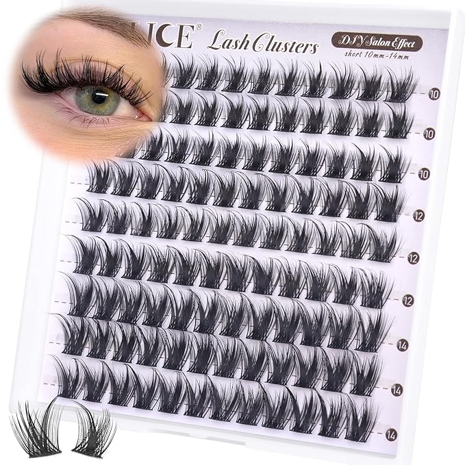 ALICE Lash Clusters Wispy Eyelash Clusters Short 10-14mm Cluster Eyelash Extensions Natural Volume Lash Extensions Thin Band DIY Individual Lashes