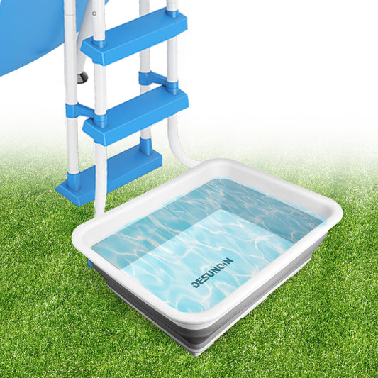 Desunqin 11.8" x 7.87" x 4.5" Pool Foot Bath Tray for Swimming Pool, Non- Slip Collapsible Foot Bath for Pool, Portable Foot Tub for Pool for Above Ground Pool Accessories, Rinse Feet Keep Pool Clean