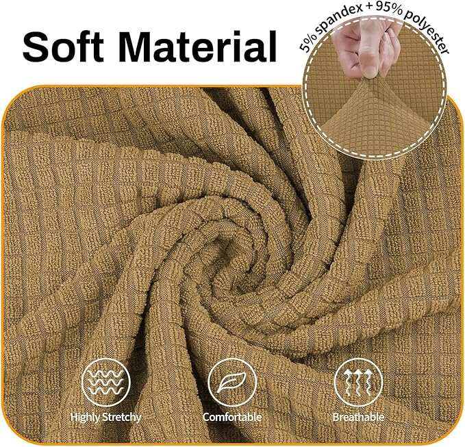 Asnomy Sofa Covers for 2 Cushion Couch Stretch loveseat Covers Slipcovers, Pet Protector Furniture Covers for Dogs Cats Spandex Jacquard Fabric Small Checks （Medium，Light Brown）