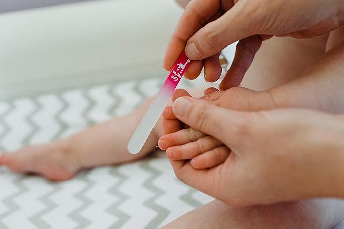 Baby Nail File, Safe Alternative for Nail Clippers, Must-Have Baby Essentials, Ideal Gift for Any Occasion Including Baby Shower, Pink - Baby Blue Giraffe