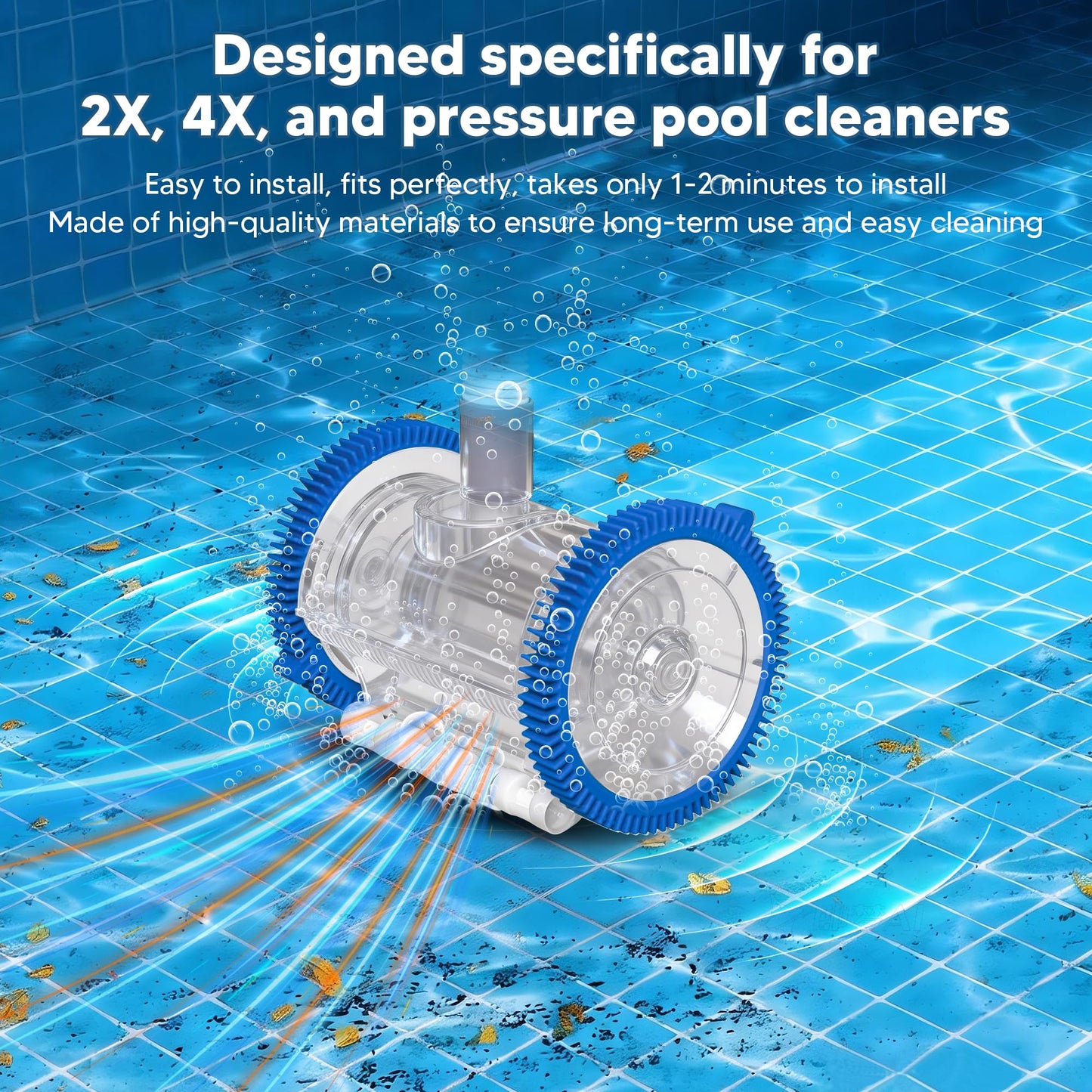 Funmit 896584000-143 Blue Front Tire Kit with Super Hump Replacement for Haywood Poolvergnuegen Select Pool Cleaners and Perfectly Compatible with Hayward Phoenix Cleaners (2 Pack)