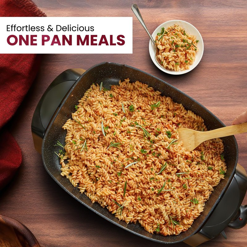 Elite Gourmet EG-6203# Extra Deep 16"x13" (10.5 Qt.) Non-Stick Electric Skillet with Glass Vented Lid & Pour Spout | Dishwasher Safe, Long-Lasting Non-Stick, 200-400°F | Serves 6-8, Black