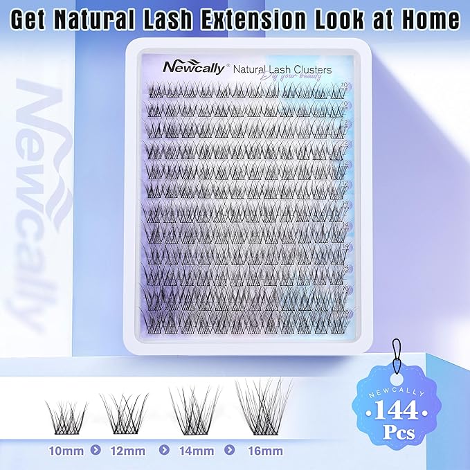 Natural Lash Clusters Wispy Eyelash Clusters C-curly DIY Lash Extension 10-16MM Cluster Eyelash Extension Individual Lashes Thin Lash Band by Newcally