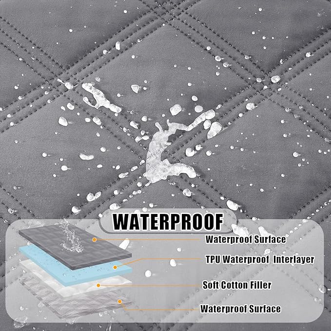Smiry Waterproof Dog Bed Cover Blanket 68x82, Soft Reversible Pet Blanket, Washable Leakproof Cats Dogs Couch Cover for Sofa, Couch, Furniture, Grey/Light Grey
