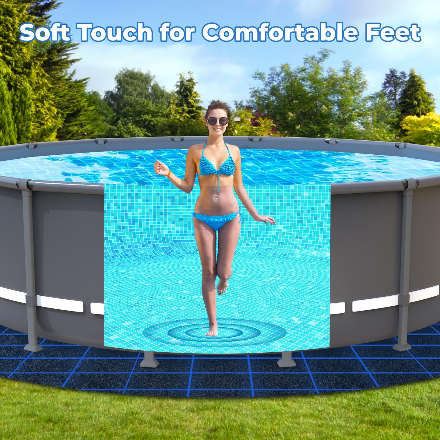 AquaJoyer 18' Round Thicker Heavy Duty Pool Liner Pad for Above Ground Pool, Pool Padding Underlayment for Pool Bottom, Protects Pool Prevents Punctures Weed Barrier Comfortable underfoot