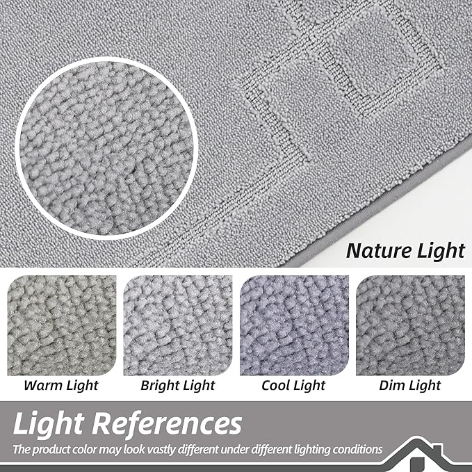 BEQHAUSE Door Mat 20" x 32", Non-Slip Door Mats Indoor Entryway Rugs Washable Low-Profile Absorbent and Stain Resist Floor Mats, Dog Door Mat for Front Back Door, Mud Wet Shoes & Paws, Light Grey