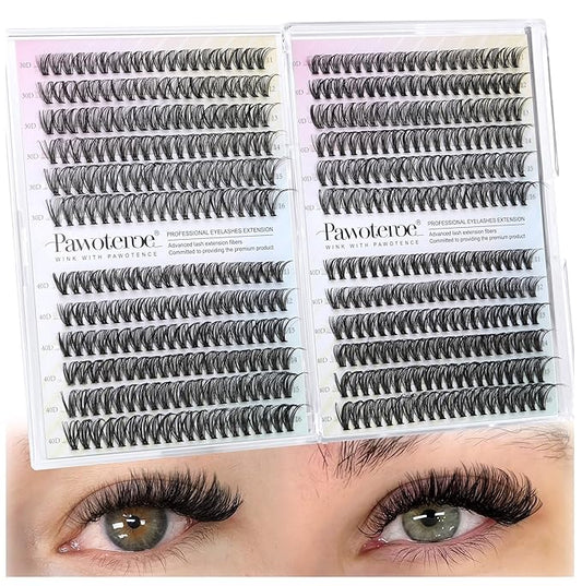 Pawotence Lash Clusters 480pcs Individual Lashes 30D 40D Cluster Eyelash Extensions 11-16mm Eyelash Clusters Lash Extensions for Self Application (30D&40D, 0.07D, 11-16mm Value Pack)