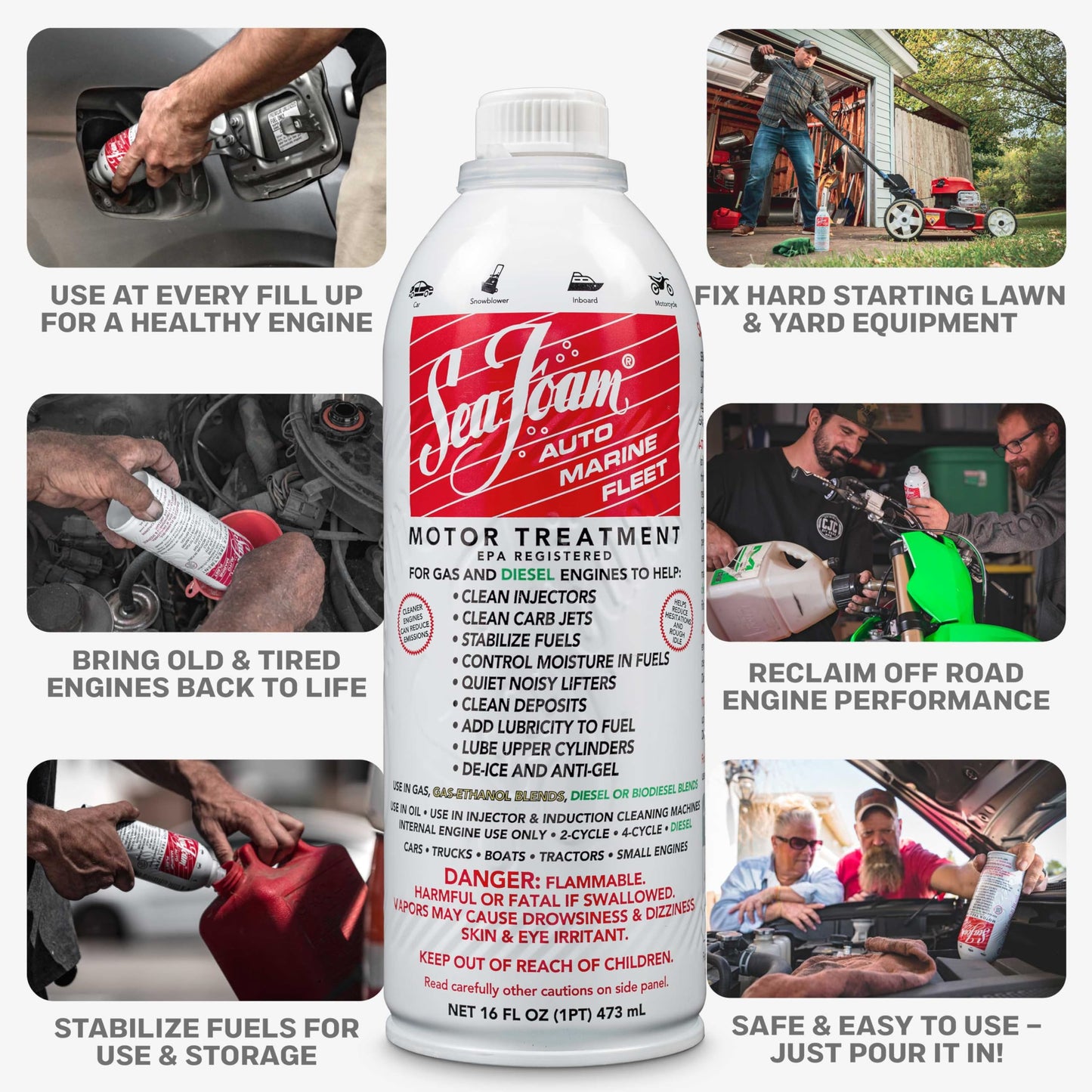 Sea Foam Motor Treatment Fuel & Oil Additive, SF16, 16 oz, Pack of 4