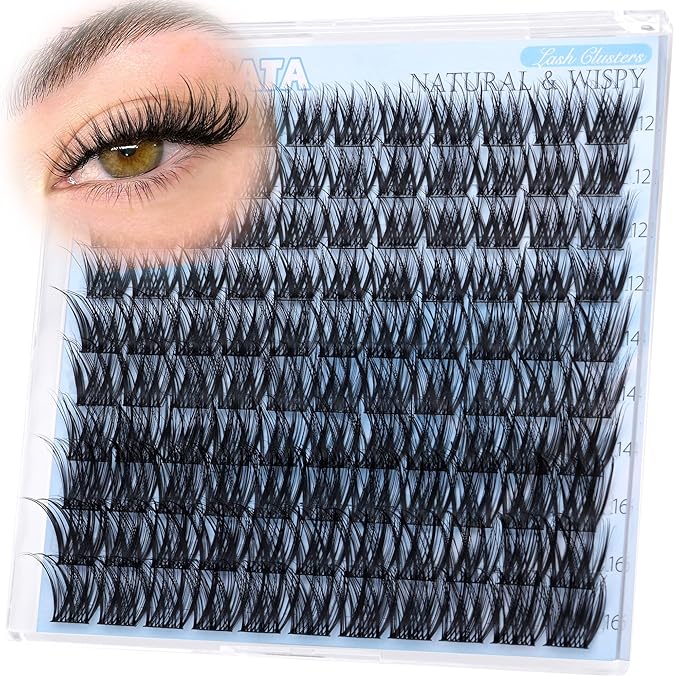 PHKERATA Wispy Lash Clusters 12-14-16mm Natural Cluster Eyelash Extensions DIY Eyelash Clusters for Soft & Fluttery Look, Ultra-Thin Band Individual Lashes Clusters, 110Pcs