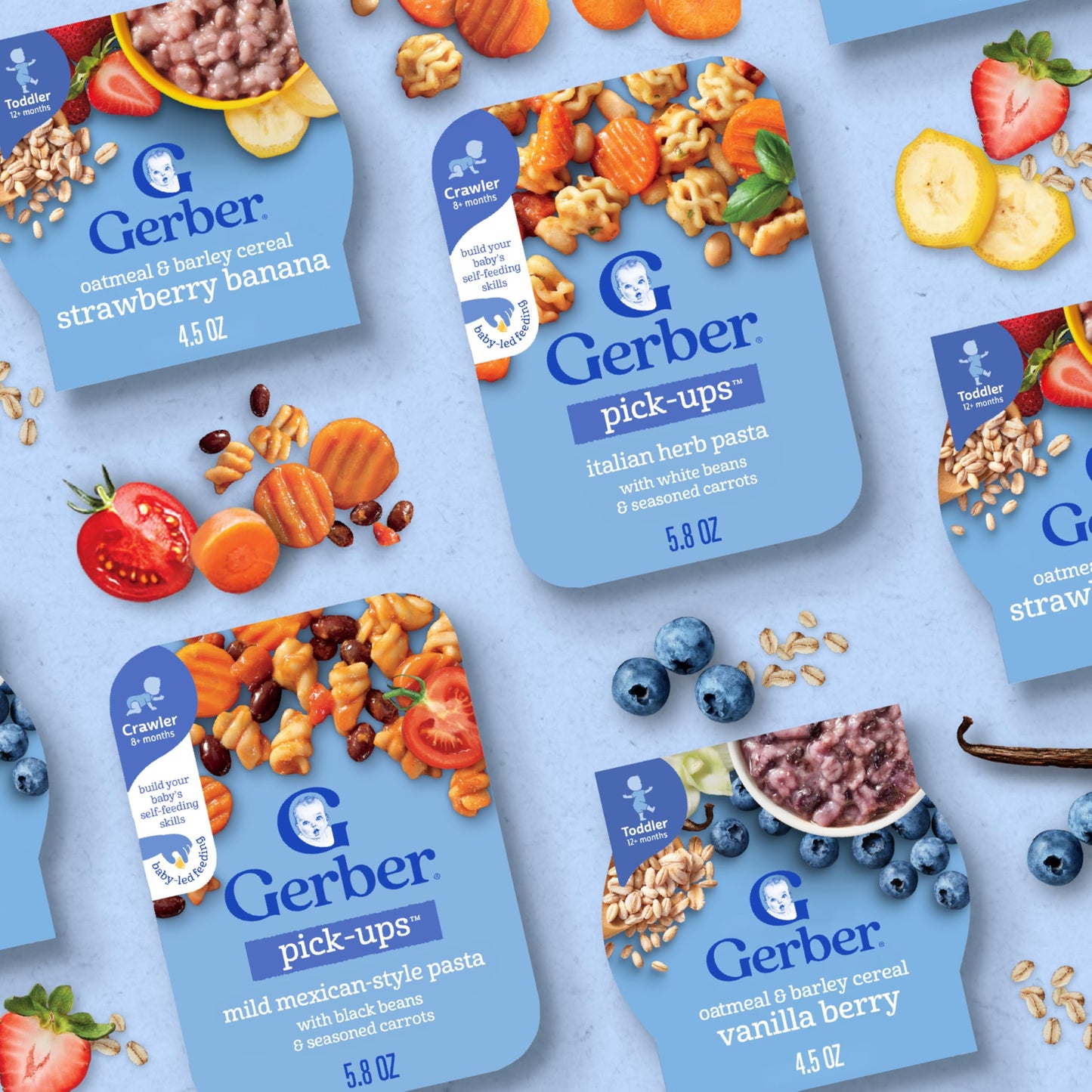 Gerber Oatmeal and Barley Apple Cinnamon Cereal, Toddler Oatmeal, Iron, Whole Grains, 8PK
