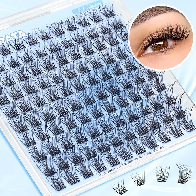 PHKERATA Natural Eyelash Clusters Wispy Lashes Clusters C Curvature 110 pcs Cluster Eyelash Extensions DIY 3D Individual Lashes with Soft Lash Band, 10-16 mm Mix