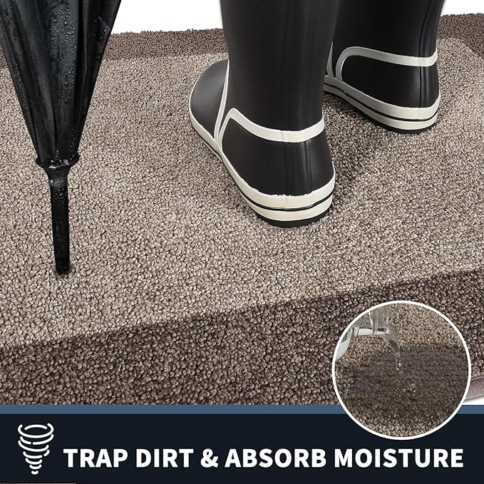 PURRUGS Dirt Trapping Door Mat 24" x 96", Non-Slip Washable Entry Mat, Dog Doormat, Front Door Mat, Super Absorbent Entrance Mat for Muddy Shoes & Paws, Beige & Grayish Brown