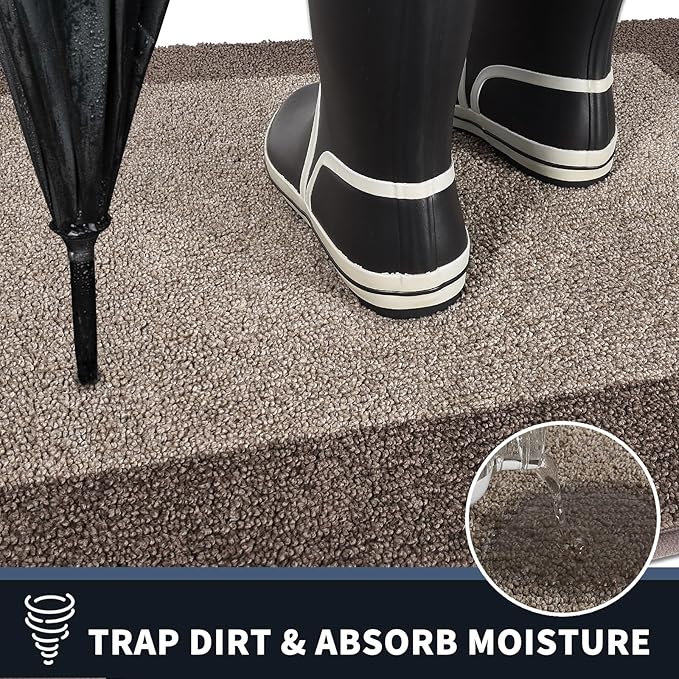 PURRUGS Dirt Trapping Door Mat 24" x 84", Non-Slip Washable Entry Mat, Dog Doormat, Front Door Mat, Super Absorbent Entrance Mat for Muddy Shoes & Paws, Beige & Grayish Brown