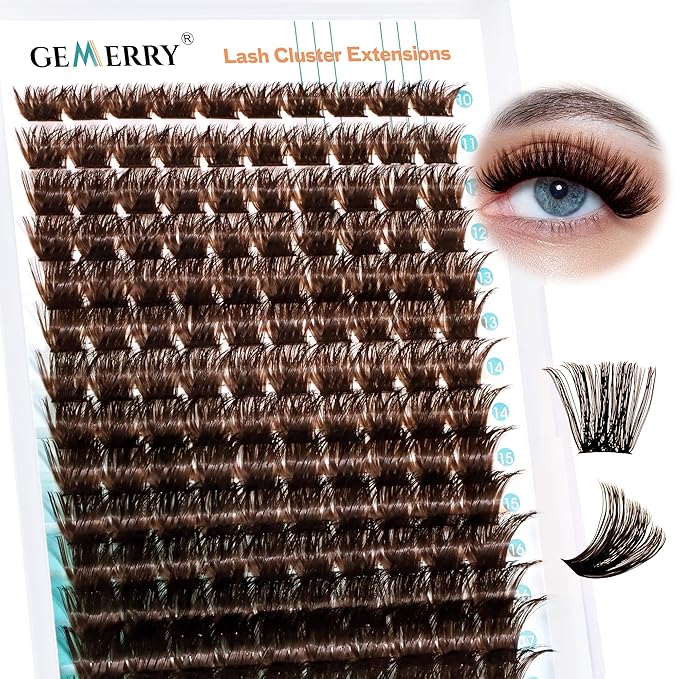 Brown Lash Clusters 280PCS Eyelash Clusters Natural Looking Individual Lash Extenison Fluffy Cluster Lashes DIY Lashes at Home by GEMERRY（200P-10-18mm-Brown)
