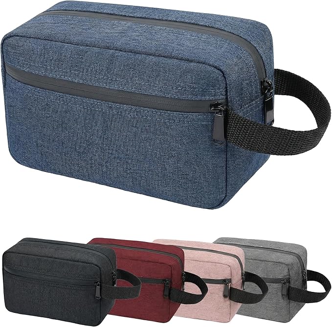 Travel Toiletry Bag for Women Men, Small Makeup Bag, Water-Resistant Cosmetic Bag, Cosmetic Pouch, Traveling Dopp Kit, Travel Essentials Accessories (Blue)