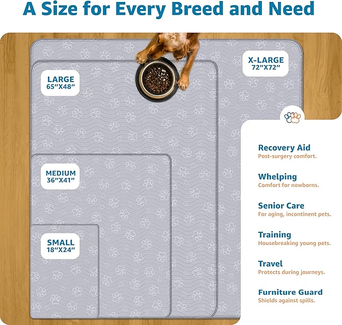 IMPROVIA® Reusable Puppy Pad – Waterproof, Extra-Absorbent, Washable Pee Pad for Dog Training, Whelping, & More – Protect Your Floors & Pet with Quick-Drying Potty Pad (Paws & Hearts, Medium 36"x41")