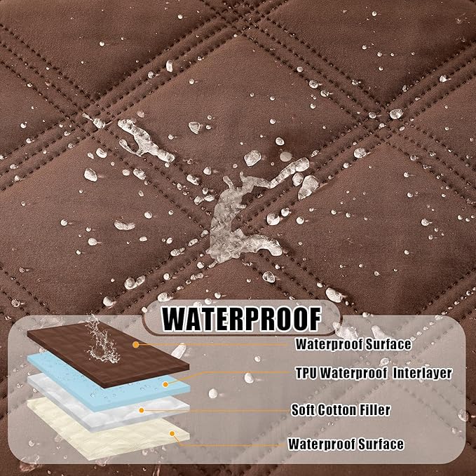 Smiry Waterproof Dog Bed Cover Blanket 40x80, Soft Reversible Pet Blanket, Washable Leakproof Cats Dogs Couch Cover for Sofa, Couch, Furniture, Brown/Beige