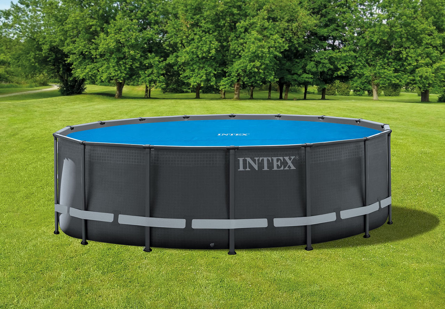 Intex 28014E Solar Pool Cover: for 16ft Round Easy Set and Metal Frame Pools – Insulates Pool Water – Reduces Water Evaporation – Keeps Debris Out – Reduces Chemical Consumption