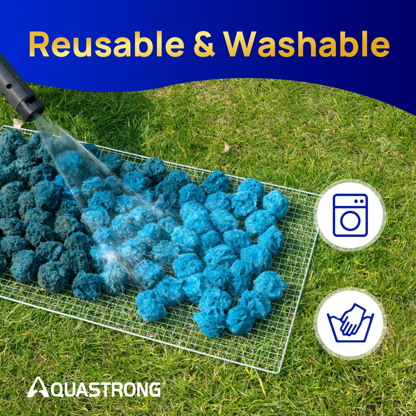 AQUASTRONG Pool Filter Balls for Sand Filter Pump, 1.5 lbs Reusable Sand Filter Balls (Replaces 50 lbs Pool Filter Sand), Efficient Blue Filter Balls for Swimming Pools, Filter Pumps, Aquariums