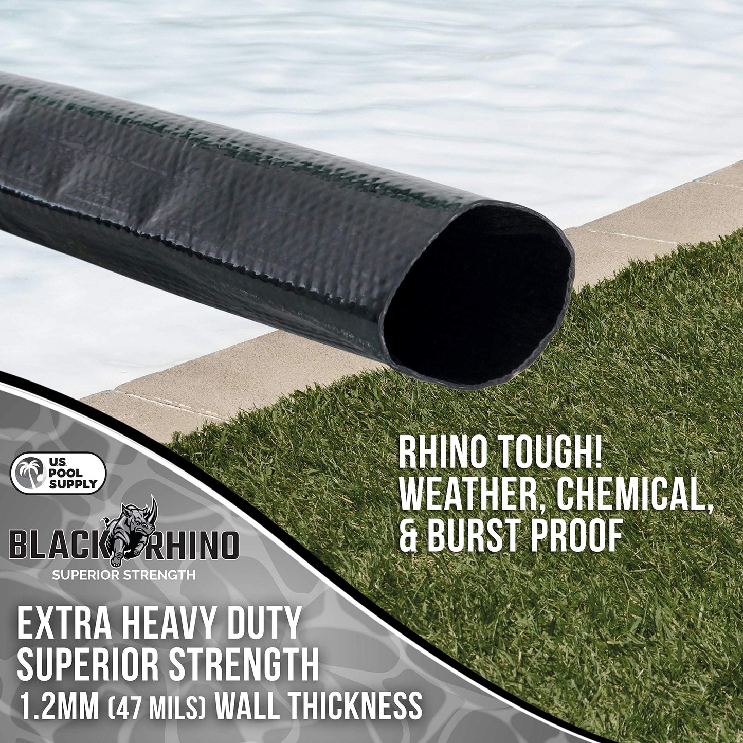 U.S. Pool Supply Pool Backwash Hose 2 Inch Diameter x 50 Feet - Discharge Hose for Pump, Sand Filter & Sump Pump Hoses - Burst Resistant Lay Flat Drainage Hoses for Inground & Above Ground Pools