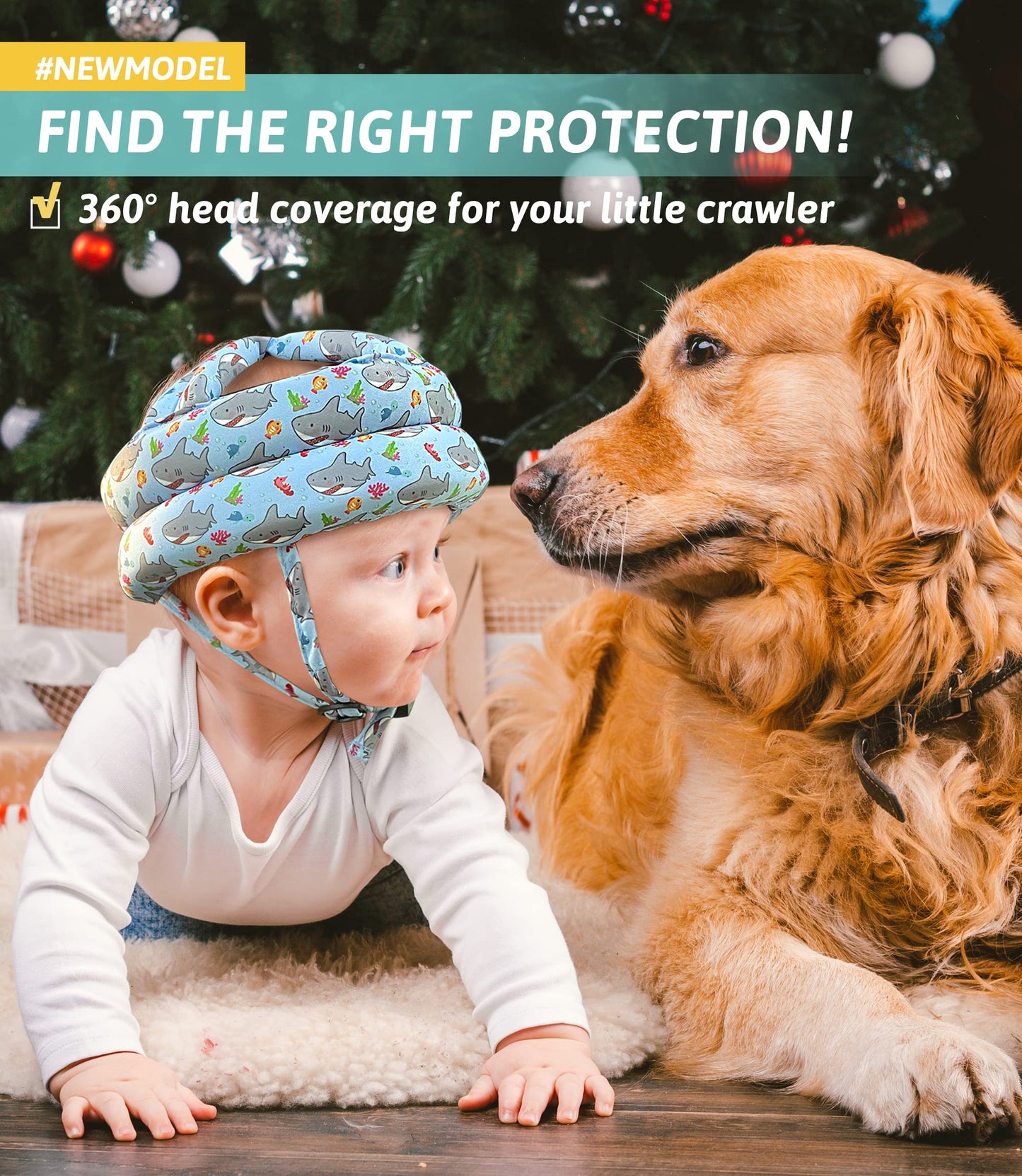 Baby Helmet for Crawling Walking - Baby Head Protector No Bumps and Soft Cushion Infant Baby Safety Headguard I Toddler Helmets 1-2 Years Old, 6-12 Months