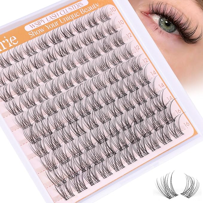 Lash Clusters Natural Eyelash Clusters Wispy Lashes Clusters 10-16mm 100pcs Cluster Eyelash Extensions DIY 3D Individual Lashes Extensions with Invisible Band Natural Lash Extensions by Ruairie