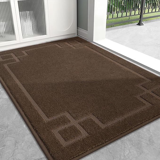 BEQHAUSE Door Mat 32" x 48", Non-Slip Door Mats Indoor Entryway Rugs Washable Low-Profile Absorbent and Stain Resist Floor Mats, Dog Door Mat for Front Back Door, Mud Wet Shoes & Paws, Brown