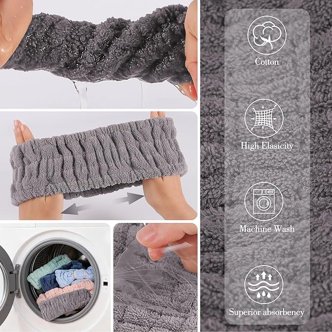 9 Pcs Spa Headband for Washing Face,Skincare Headband and Wristband Set,Women Teen Girls Facial Hairbands for Washing Face, Makeup, Sports, Yoga (orange-pink + green + dark grey)