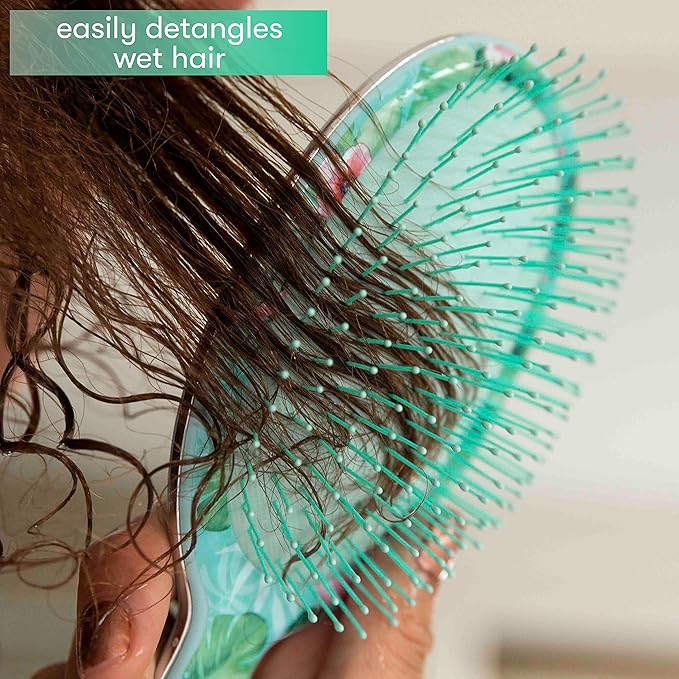 FRAMAR Green Hair Brush Detangler, Detangling Hairbrush For Women, Wet Hair Brush For Girls, Hair Detangler Brush, Wet Hairbrush, Hairbrushes, Girls Hairbrush Detangler, Reduces Frizz - Floral