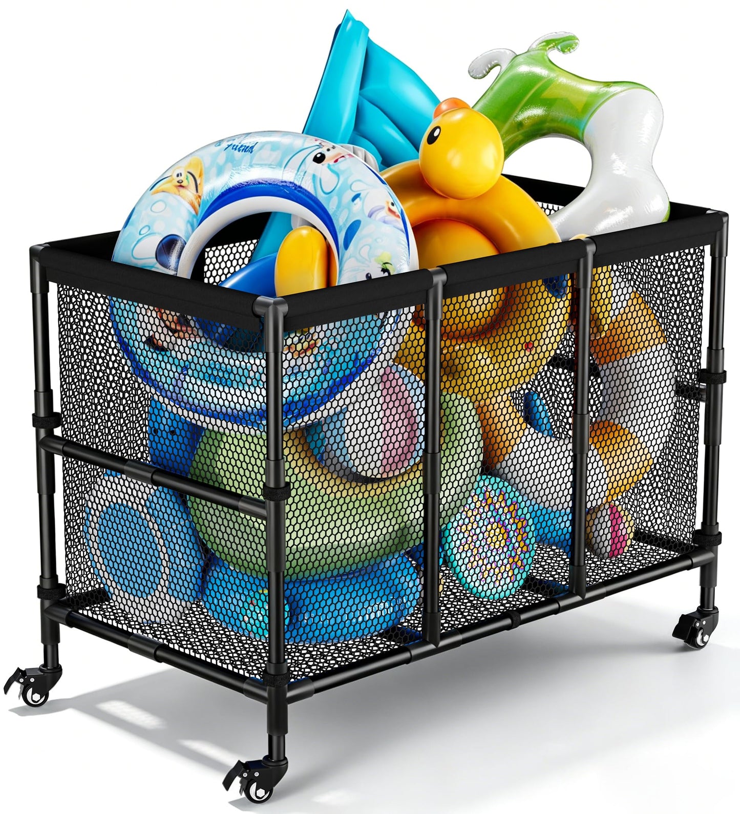 Ardier 180 Gallon Pool Float Storage, Swimming Pool Storage Bin for Swimming Acessories, Outdoor Rolling Pool Toy Organizer Cart for Pool Noodles, Life Vests, Beach Essentials, Patio Furniture, Black