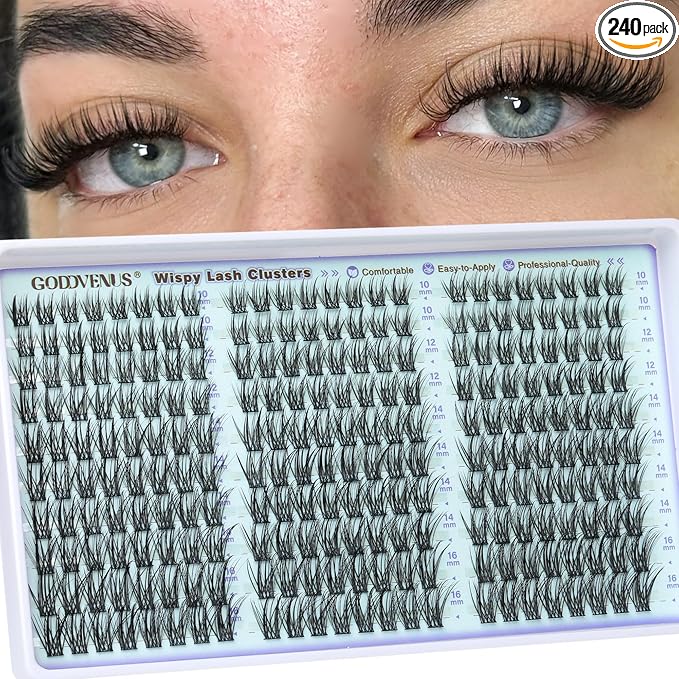 Goddvenus Wispy Lash Clusters Natural Eyelash Clusters No Makeup Look Cluster Eyelash Extensions 10-16mm DIY Lash Extension CC Curve