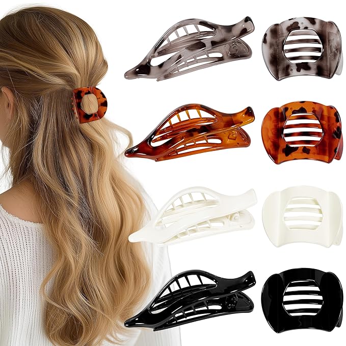 8 Pack Flat Hair Clips for Women, Matte Flat Claw Clips for Thick & Thin Hair No-Slip Strong Hold Hair Barrettes, French Duckbill Styling Accessories for Women