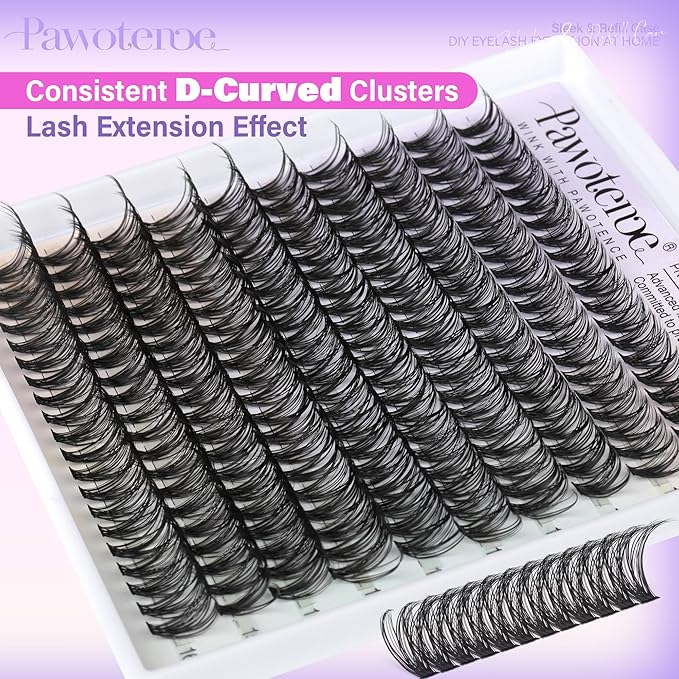 Pawotence Lash Clusters 200pcs Individual Lashes 30D Cluster Eyelash Extensions 11-16mm Eyelash Clusters Lash Extensions for Self Application (30D, 0.07D, 11-16mm Refill)
