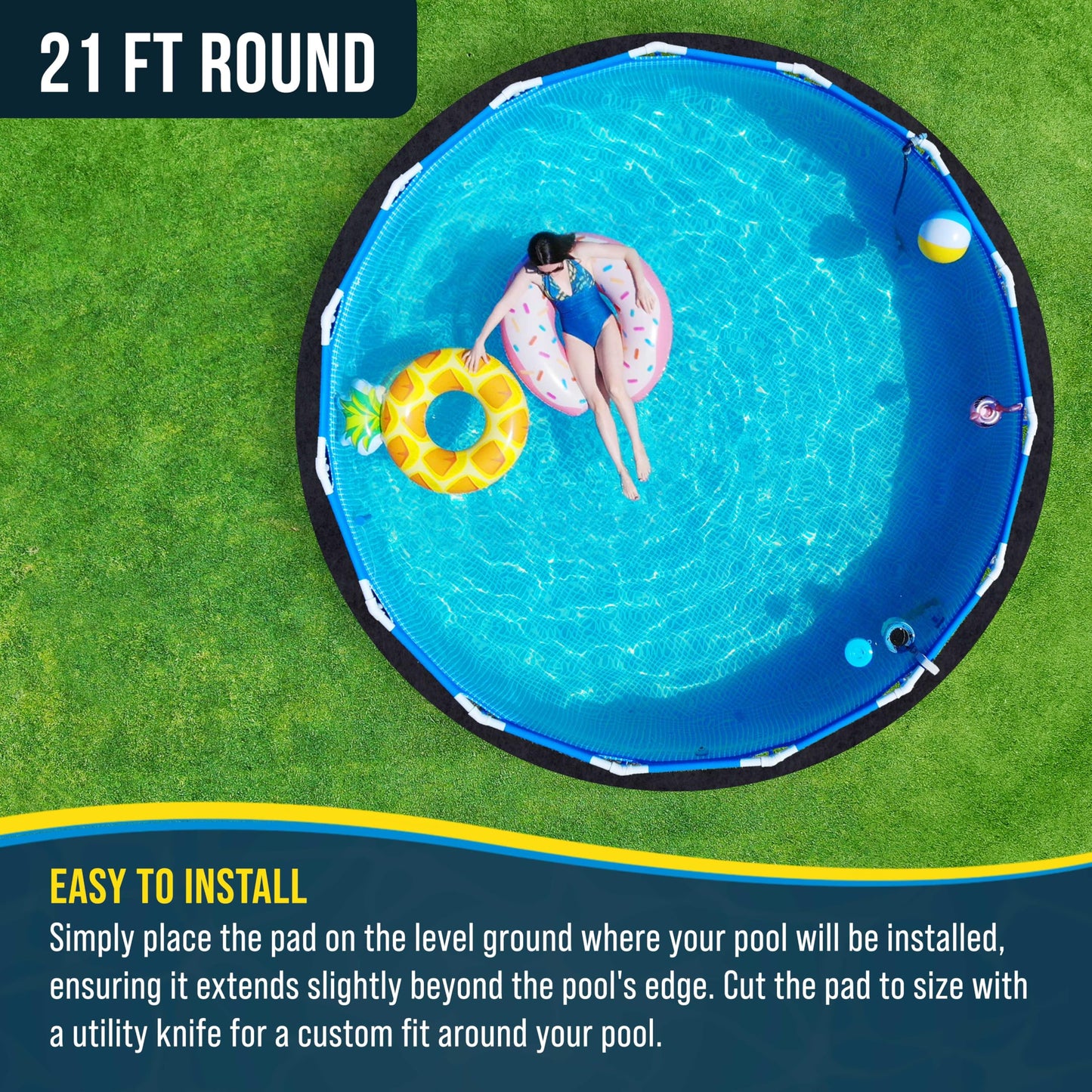 U.S. Pool Supply Ground Shield 21-Foot Round Heavy Duty Pool Liner Pad for Above Ground Swimming Pools - Protects Pool Liner, Prevents Punctures, Weed Barrier, Eco-Friendly Fabric - Extends Liner Life