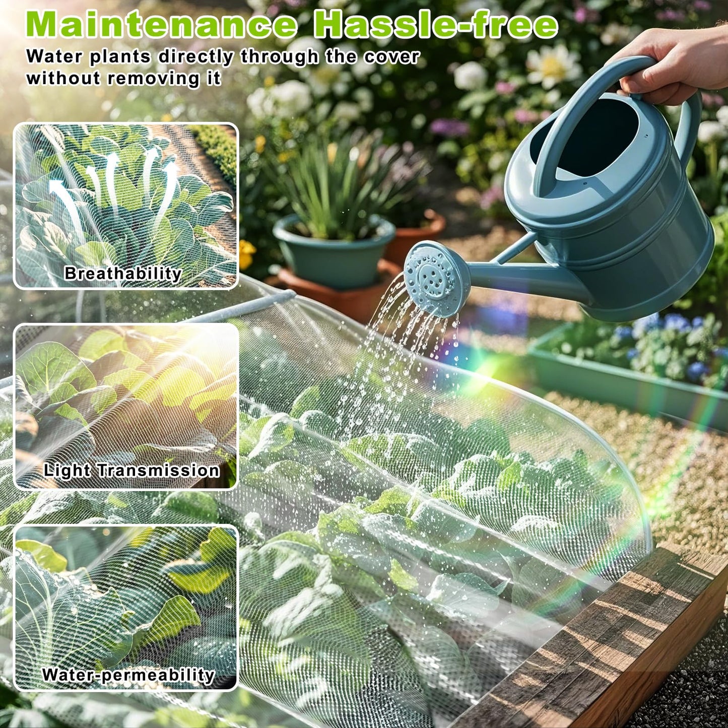 Remiawy Garden Netting, 2 Pack 10 x 33 FT Ultra Fine Garden Mesh Netting for Plants, Gardening Raised Bed Barrier Row Cover Protection Screen for Fruits Flowers Vegetables from Birds Animals Deer