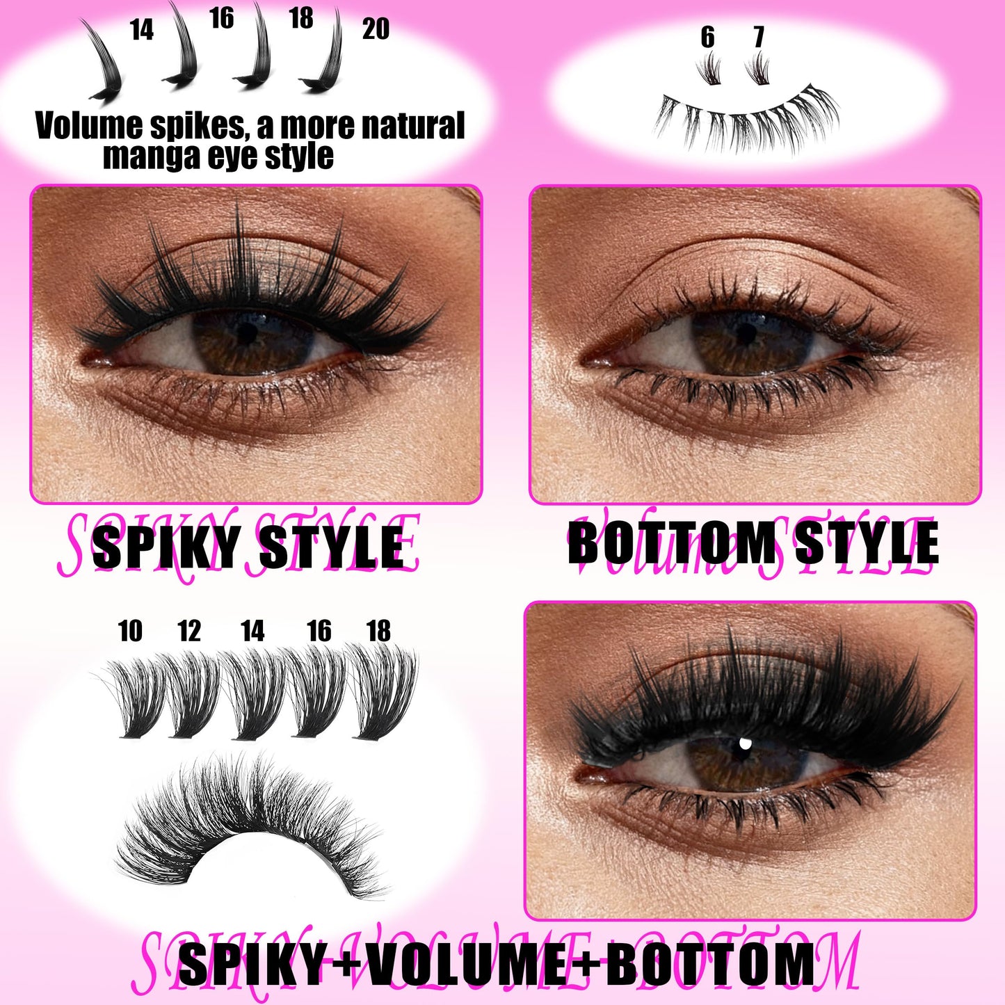 YIDUO 3 Styles Lash Clusters Kit with Spikes Bottom clusters Eyelash Extensions 808Pcs with 2X Bond&Seal 60D/80D/100D 3D Volume Wispy DIY Individual Lashes Large Pack for Beginners Choice