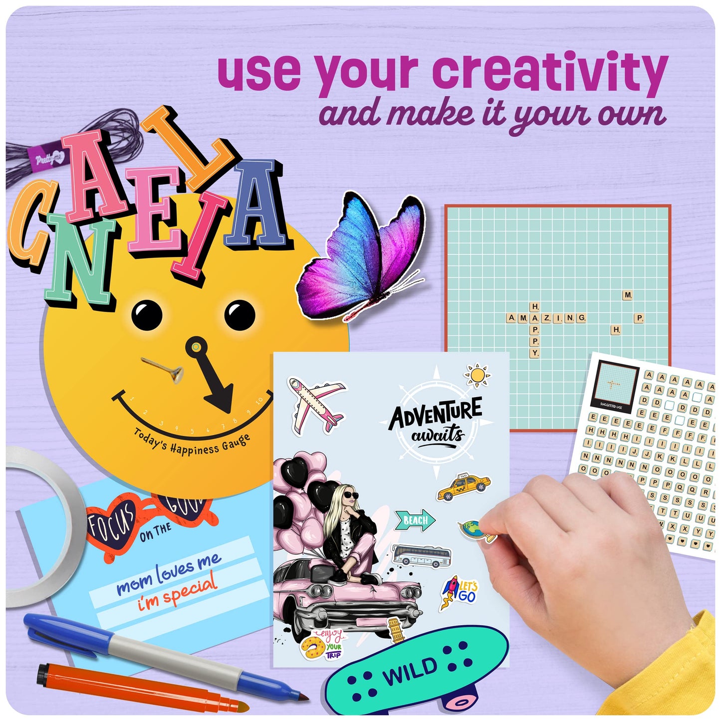 Pretty Me Wall Collage Kit for Teen & Tween Girls - Arts Craft Gift Ideas for Age 11, 12,13, 14, 15, 16 Year Old Girl - Birthday Gifts and Stuff for Teenage Bedroom Decor - Teens Creative Crafts Kits